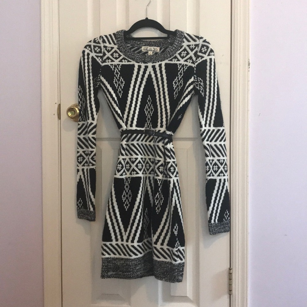 Pink Rose Long Sleeve Sweater Dress